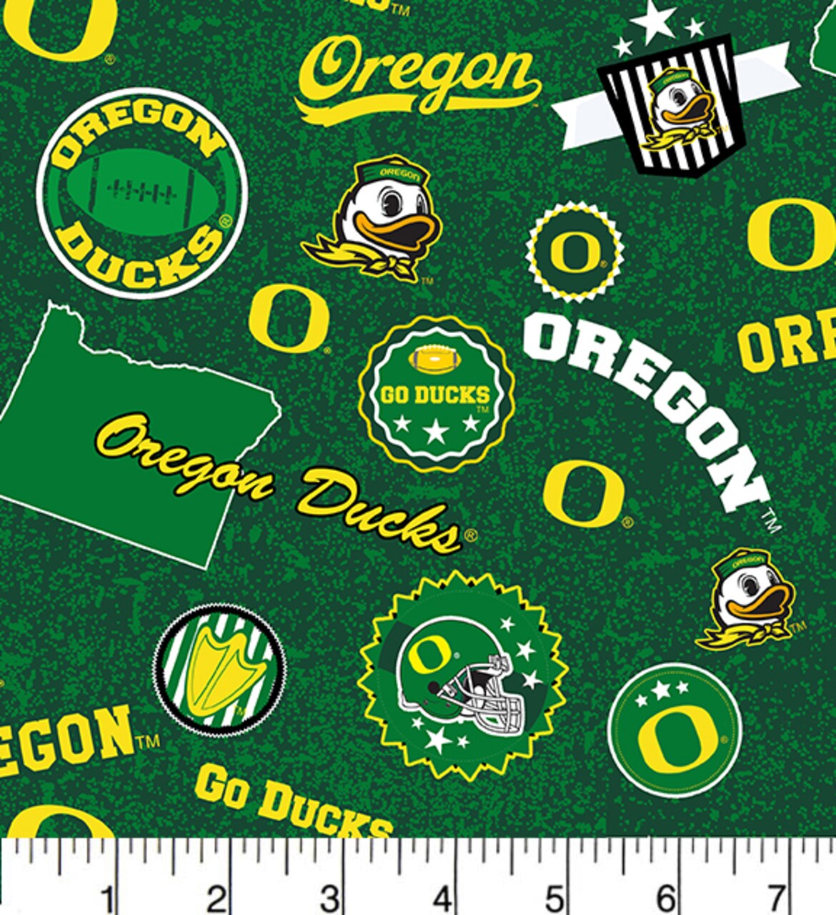 Sykel Enterprises-University of Oregon Cotton Fabric-Oregon Ducks Home State Cotton Quilting Fabric